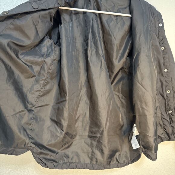 H&M Black Quilted Lightweight Jacket Women Size 14 Snap Buttons Pockets Lined - Picture 5 of 9